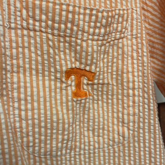 Vintage Tennessee Vols orange and white striped seersucker button up size XL - Picture 2 of 5